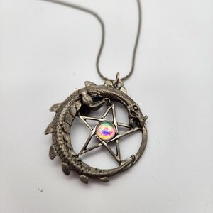 Silver Dragon Pendant Necklace